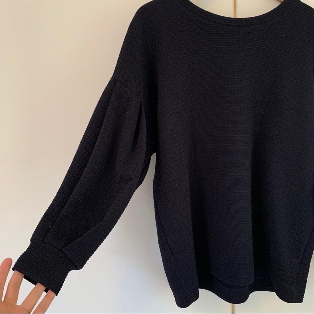 Nordstrom Balloon-sleeved Navy Long-sleeved Top